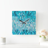 Aquamarijn Abstract Mozaïek Kunst Vierkante Klok (Huis)