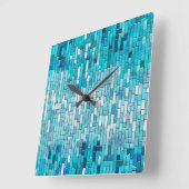 Aquamarijn Abstract Mozaïek Kunst Vierkante Klok (Hoek)