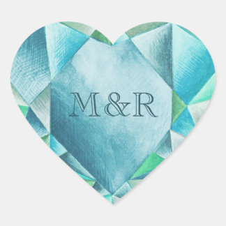 Aquamarijn Aquarel Hart Lief Valentijnsdag Sticker