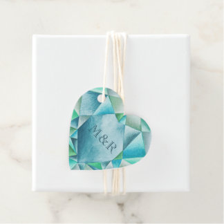 Aquamarijn Aquarel Hart Liefdevolle Valentijnsdag Bedankjes Labels