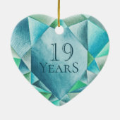 Aquamarijn Aquarel Hart Liefdevolle Valentijnsdag Keramisch Ornament (Achterkant)