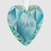 Aquamarijn Aquarel Hart Liefdevolle Valentijnsdag Ornament (voorkant)