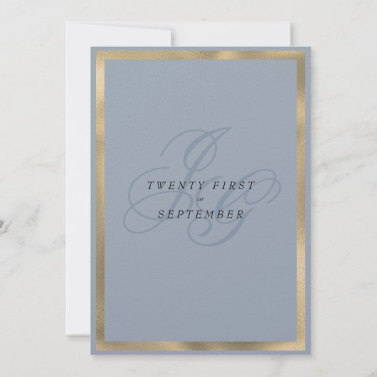 Aquamarijn blauw goud monogram initialen bruiloft kaart (Achterkant)