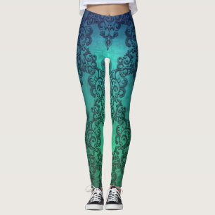 Aquamarijn Droom Damast Boho Stijl Leggings