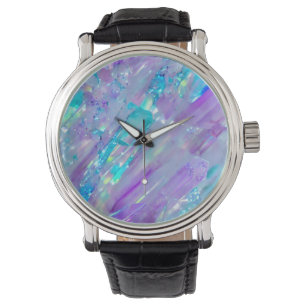 Aquamarijn en Amethist Kristal Horloge