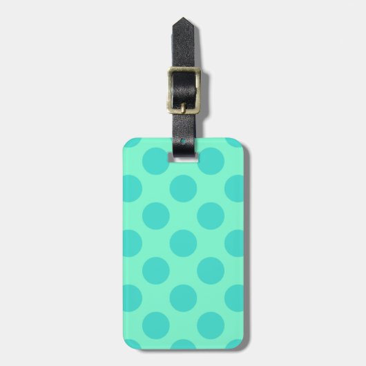 Aquamarijn en Turquoise Polka Dots Bagagelabel (Voorkant verticaal)