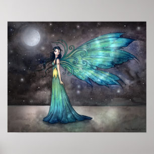 Aquamarijn Eve Hemelse Gothische Fee Kunstprint Poster