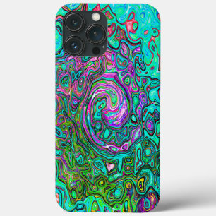 Aquamarijn Groovy Abstract Retro Vloeibare Draaiko iPhone 13 Pro Max Hoesje