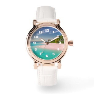 Aquamarijn oceaan tropisch strand panorama horloge