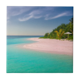 Aquamarijn oceaan tropisch strand panorama tegeltje