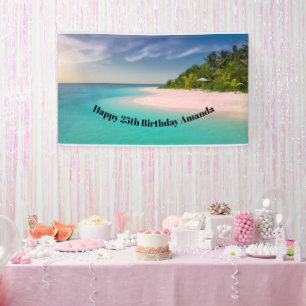 Aquamarijn Oceaan Tropisch Strand Schilderachtige Spandoek
