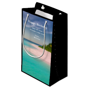 Aquamarijn oceaan tropisch strand verjaardag klein cadeauzakje