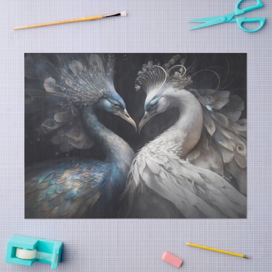 Aquamarijn & Parel Decoupage Tissue Papier (Craft)