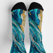 Aquamarijn River Abstract Mozaïek Kunst Sokken (Top)