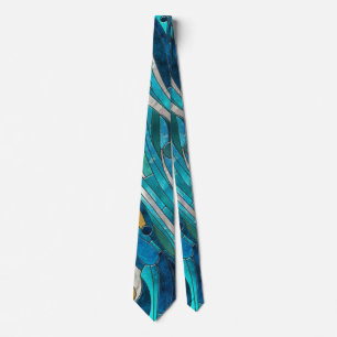 Aquamarijn River Abstract Mozaïek Kunst Stropdas