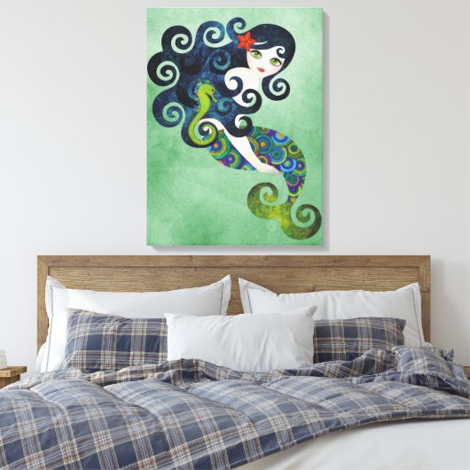 Aquamarijn Verpakt Canvas Muur Art Print (Insitu (Slaapkamer))