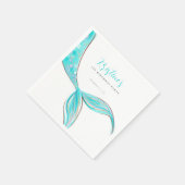 Aquamarijn Zeemeermin Staart Verjaardag Papier Ser Servet (Hoek)