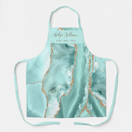 Aquamarine agate esthétique tablier professionnel (Recto)