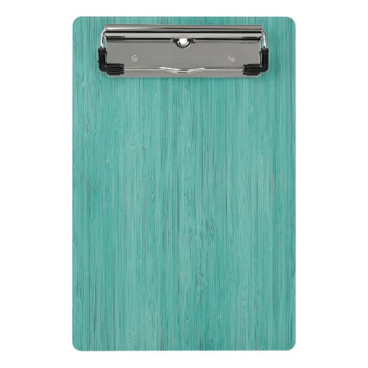 Aquamarine Bamboe Wood Grain Kijk uit Mini Klembord (Voorkant)