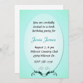 Aquamarine Birthday Uitnodiging (Voorkant / Achterkant)