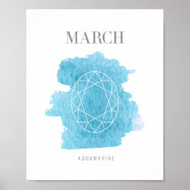 Aquamarine Birthstone March Poster