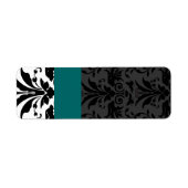Aquamarine & Black Bumble Bee Damask-adres Etiket (Voorkant)