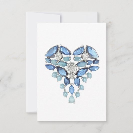 Aquamarine bleu argent coeur diamant merci (Devant)