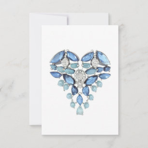 Aquamarine bleu argent coeur diamant merci