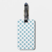 Aquamarine Blue en White Polka Dot Bagagelabel (Achterkant verticaal)