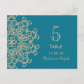 AQUAMARINE BLUE OR INDIEN MARIAGE NUMÉRO DE TABLE (Devant)