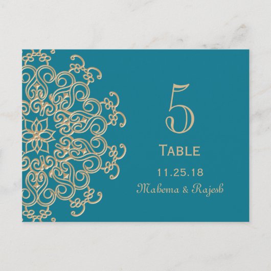 AQUAMARINE BLUE OR INDIEN MARIAGE NUMÉRO DE TABLE (Devant)