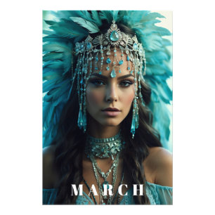 *~ AQUAMARINE Boho Hoofdtooi AP53 MAART Foto Afdruk