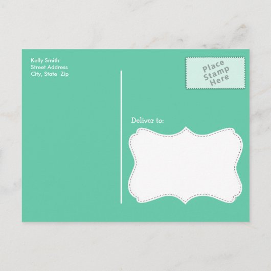 Aquamarine Chevron; zig zag Uitnodiging Briefkaart (Achterkant)
