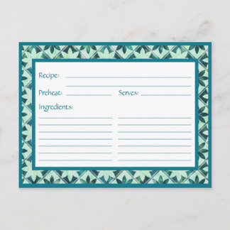 Aquamarine Decorative Floral Tiles Recipcard Briefkaart