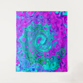 Aquamarine en Magenta Cool Retro Vloeibare wervelk Wandkleed (Voorkant)