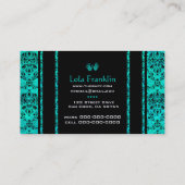 Aquamarine en zwart visitekaartje (Achterkant)