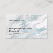 Aquamarine et Carte de visite blanc marbré (Dos)