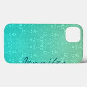 Aquamarine Fancy Damask Turquoise Personalized Art Case-Mate iPhone Case (Achterkant (horizontaal))