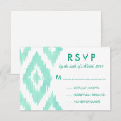 Aquamarine Green Ikat RSVP (Voorkant / Achterkant)