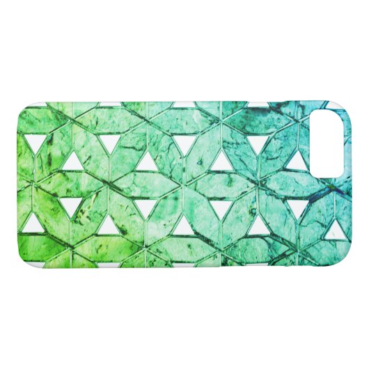 Aquamarine-groene mozaïek | Levensbloem Case-Mate iPhone Case (Achterkant (Horizontaal))