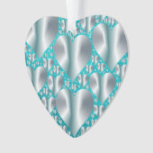 Aquamarine Hearts Turquoise Faux Glitter Ornament (voorkant)