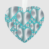 Aquamarine Hearts Turquoise Faux Glitter Ornament (achterkant)