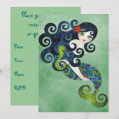 Aquamarine Mermaid Invitation Kaart (Voorkant / Achterkant)