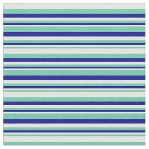 Aquamarine, Mint Cream en Donkerblauwe lijnen Stof