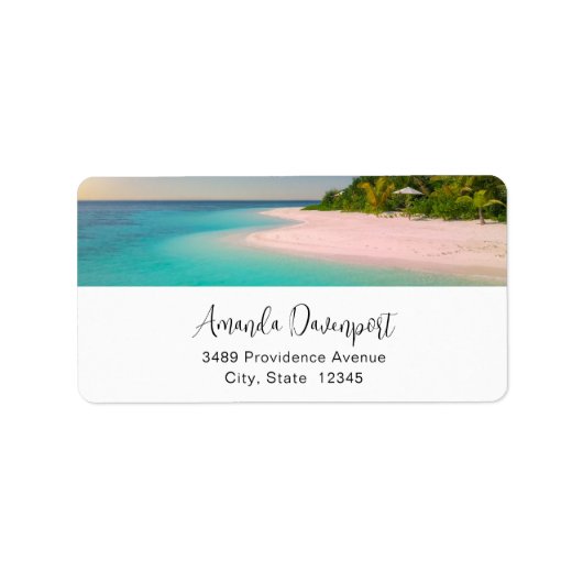 Aquamarine Ocean Tropical Beach Scenic Address Etiket (Voorkant)