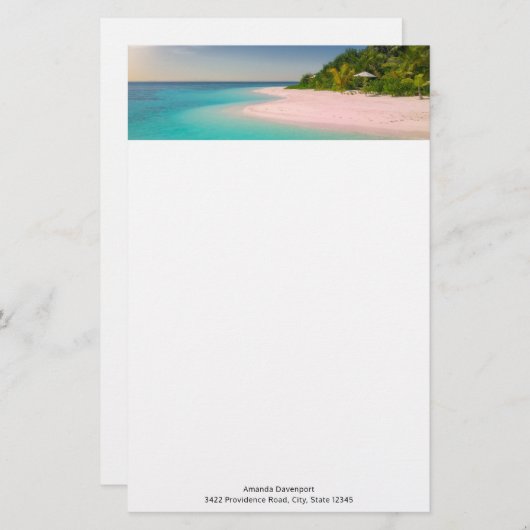 Aquamarine Ocean Tropical Beach Scenic Briefpapier (Voorkant / Achterkant)