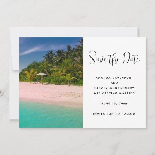 Aquamarine Ocean Tropical Beach Scenic Photo Save The Date (Voorkant)