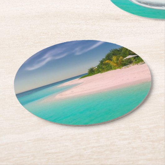 Aquamarine Ocean Tropical Beach Scenic Ronde Kartonnen Onderzetter (Gebogen)