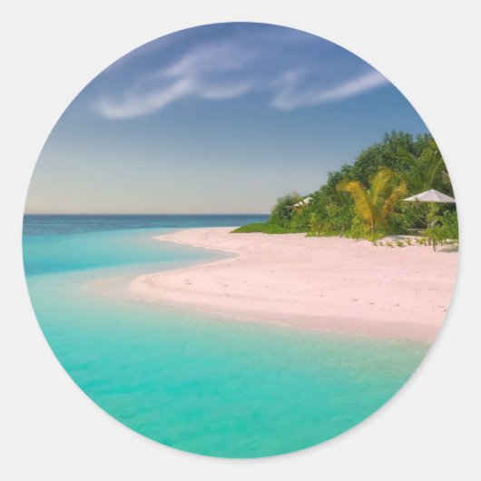 Aquamarine Ocean Tropical Beach Scenic Ronde Sticker (Voorkant)