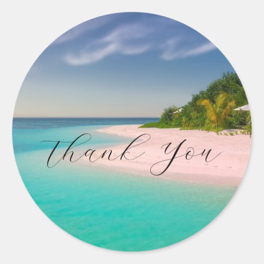 Aquamarine Ocean Tropical Beach Scenic Thank You Ronde Sticker (Voorkant)
